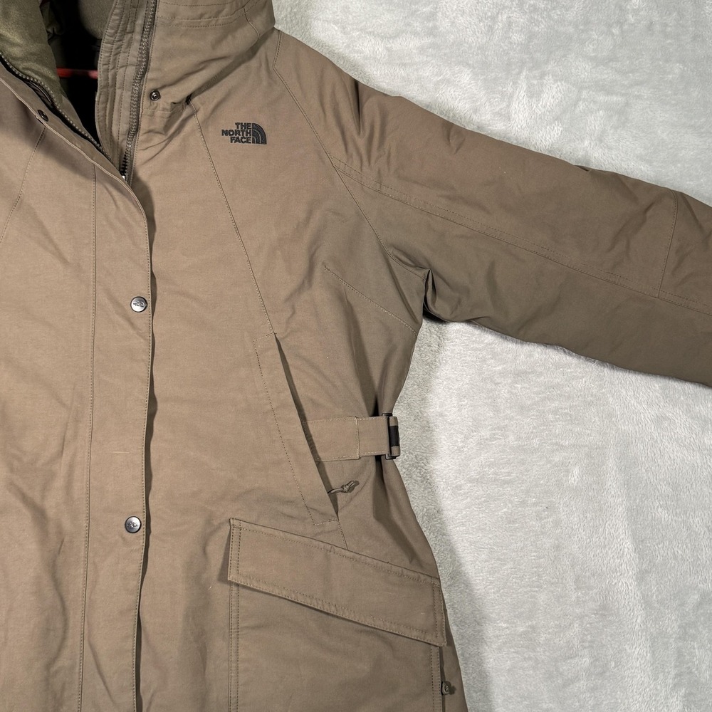 North Face Parka Coat Womens XL Brown 550 Down DryVent Fur Outer Buroughs - Picture 12 of 13